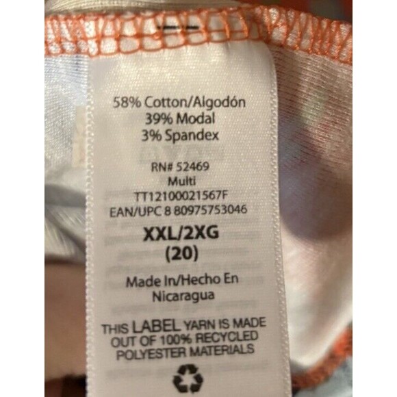 Womans Time and Tru Scoop Neck Multi-colorful Elbow Length Shirt Size XXL 20 NWT - Picture 4 of 6